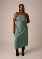 vestido comfy | vestido costas abertas com fenda lateral