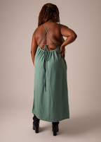 vestido comfy | vestido costas abertas com fenda lateral