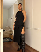 vestido comfy | vestido costas abertas com fenda lateral