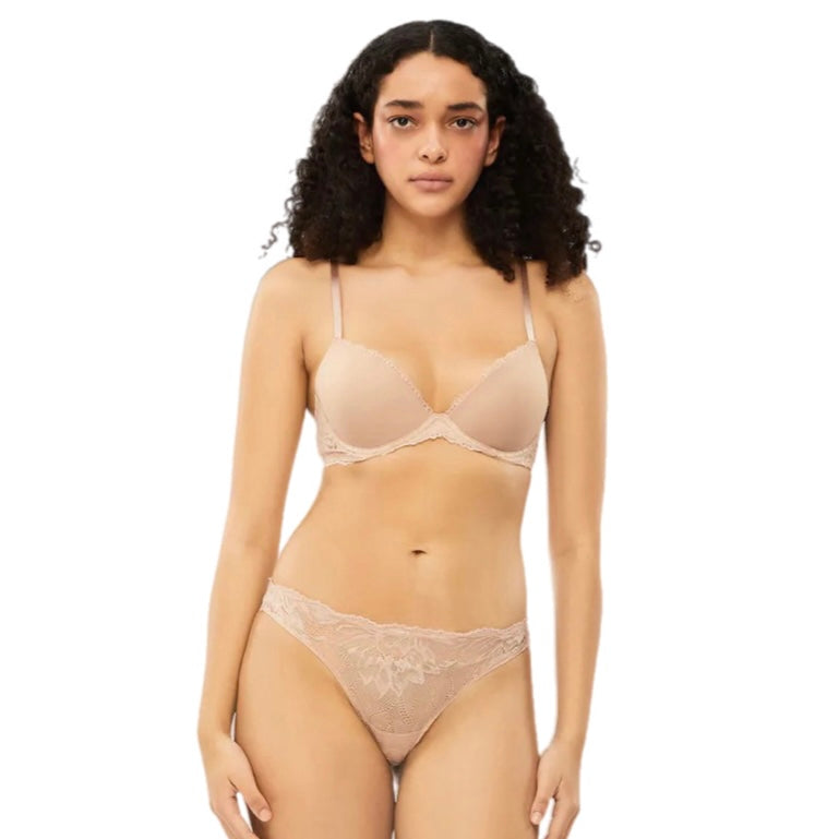 Calvin Klein Seductive Comfort Lotus Floral Lift Demi Bra Cedar