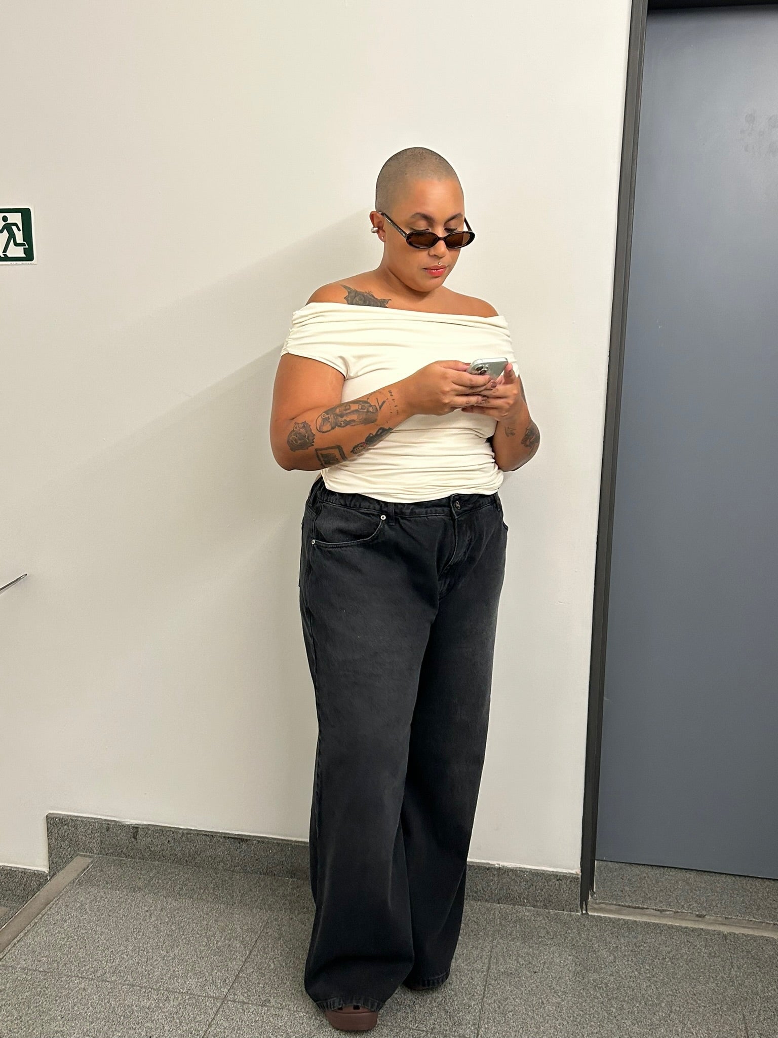 calça jeans ajustável wide midnight black