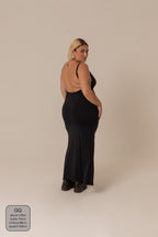 vestido kim | vestido com costas abertas e fenda