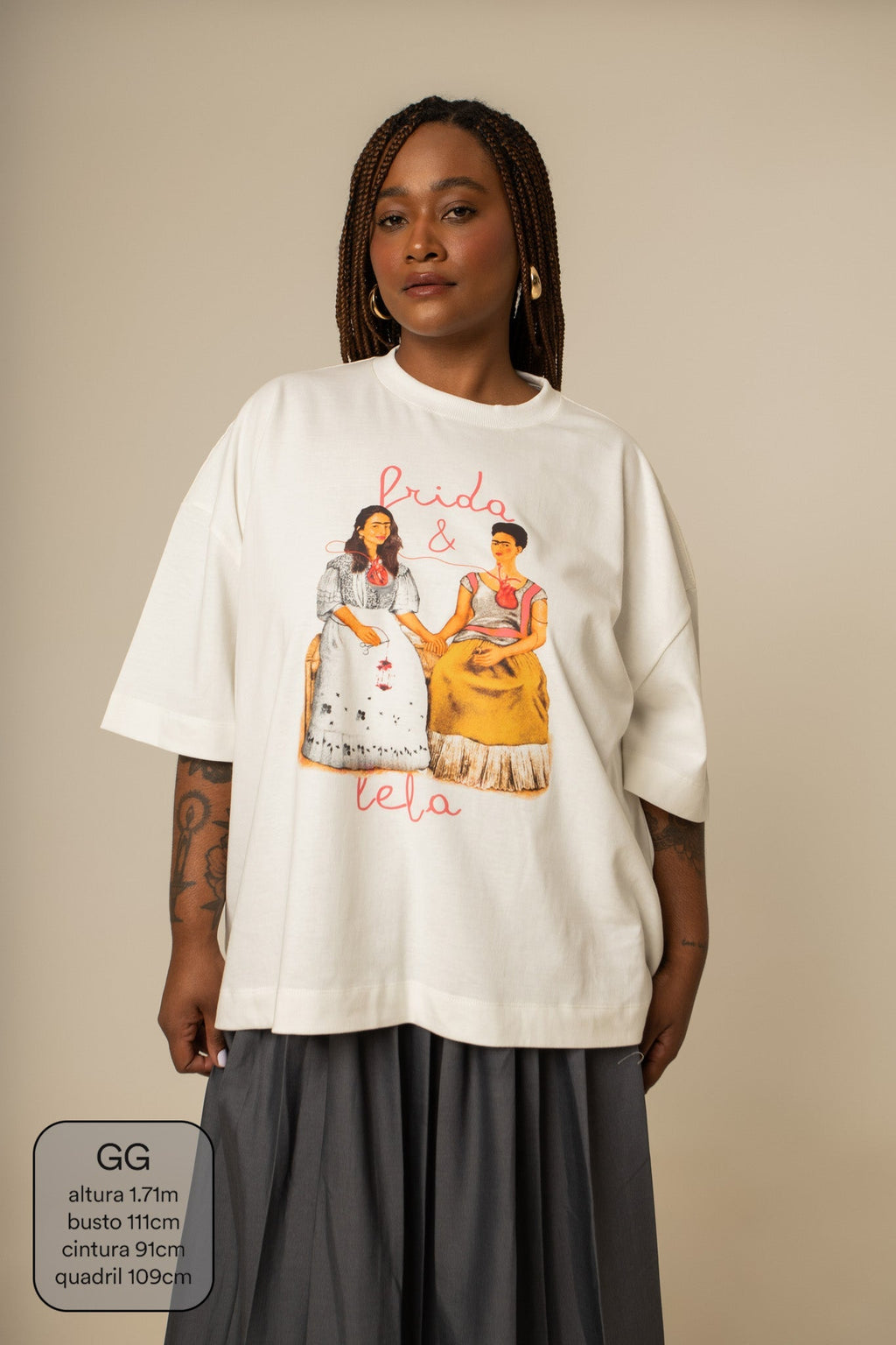 calça saia plissada collab frida & lela