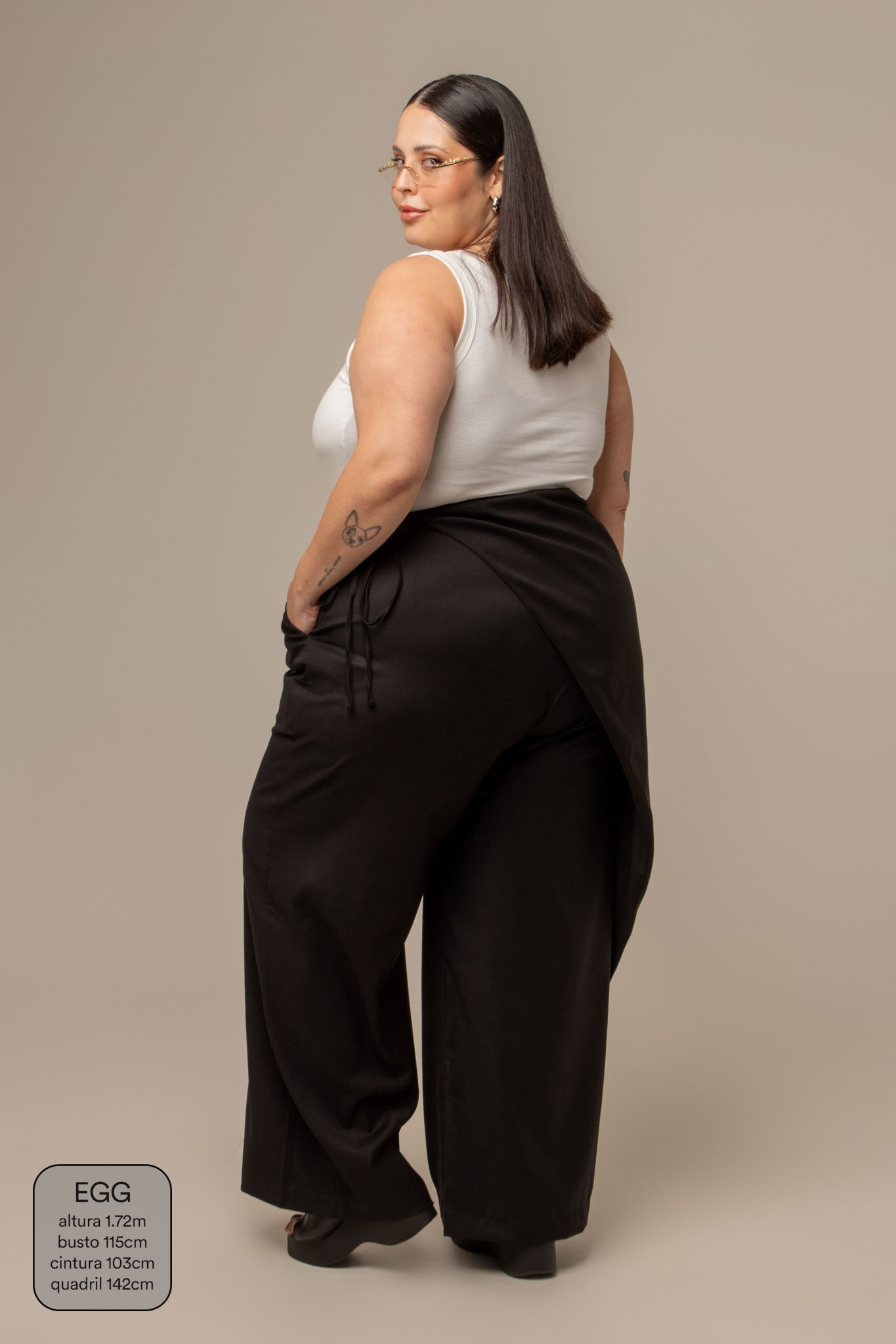 calça-saia de alfaiataria chefa