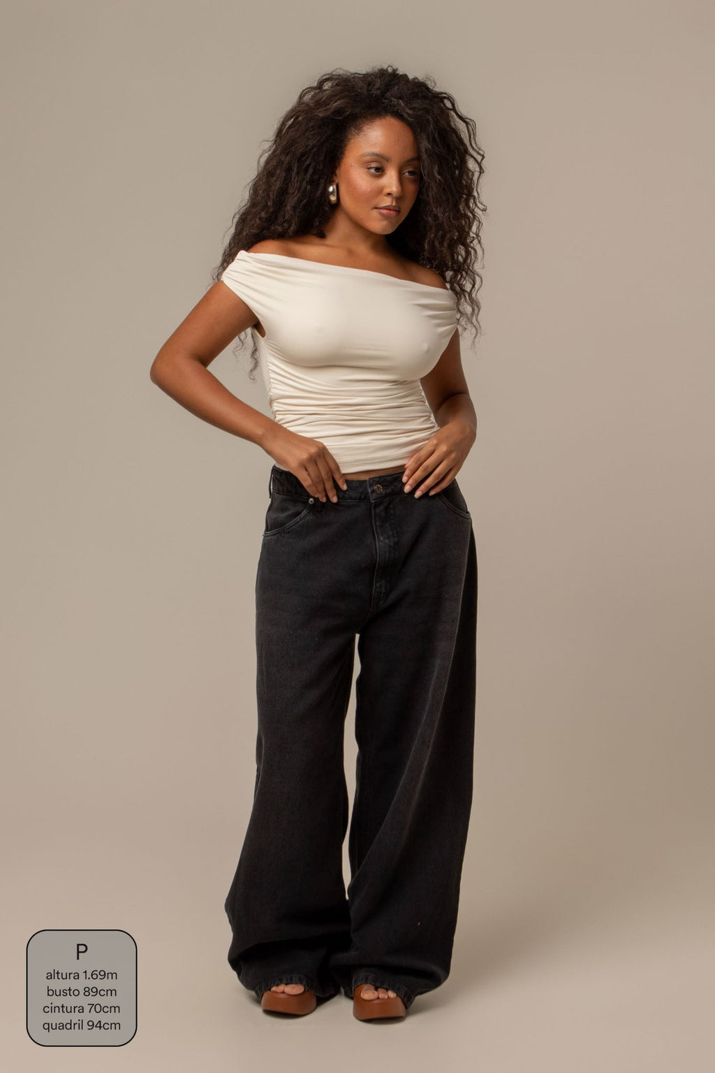 calça jeans ajustável wide midnight black