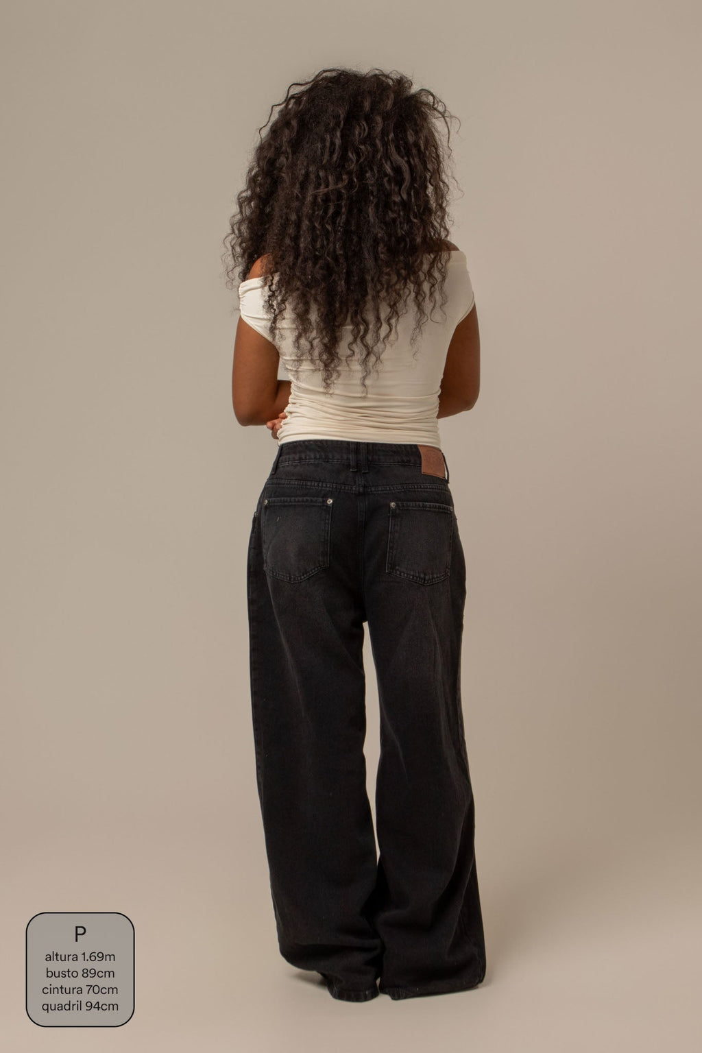 calça jeans ajustável wide midnight black