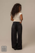 calça jeans ajustável wide midnight black