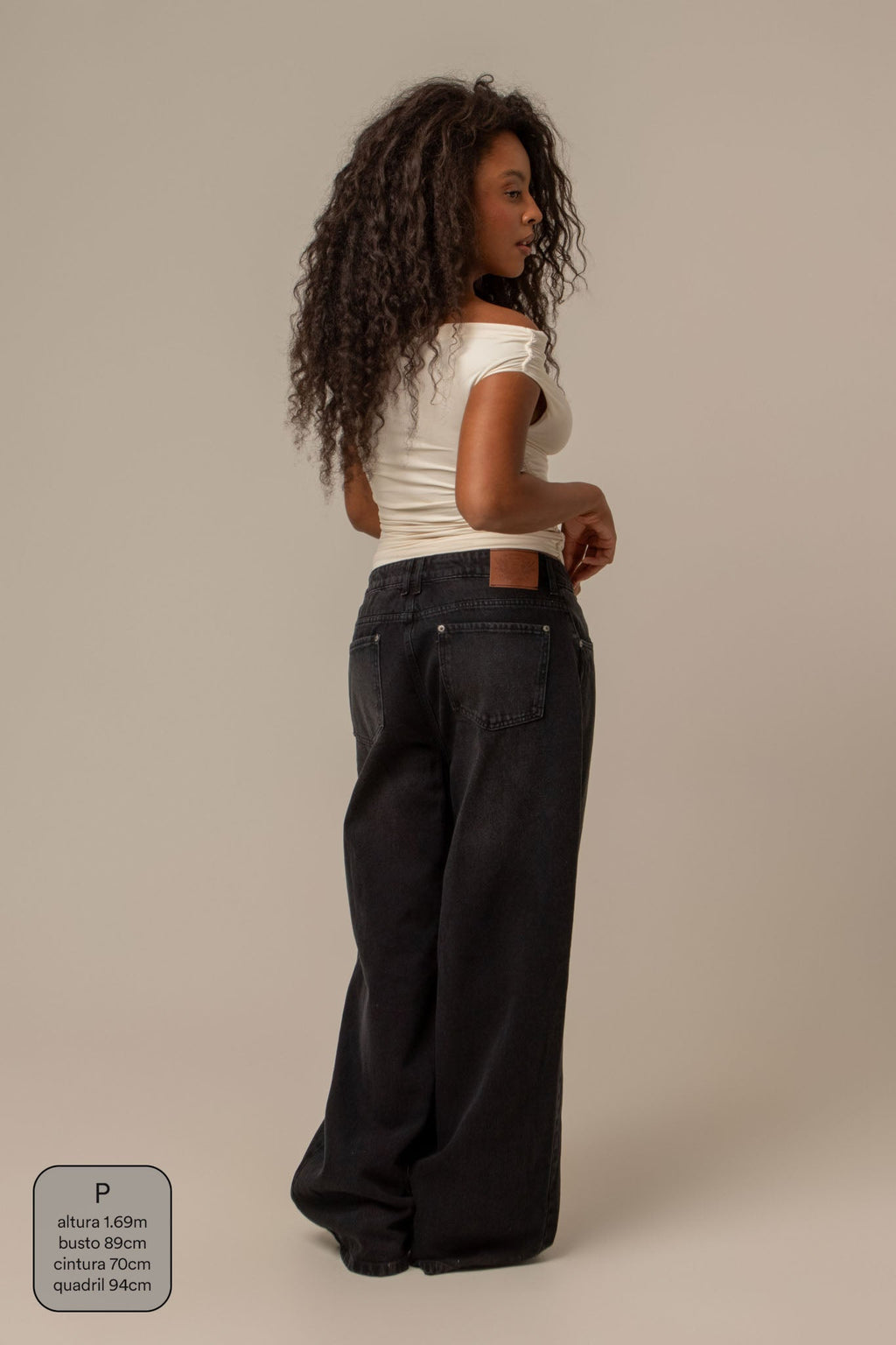 calça jeans ajustável wide midnight black