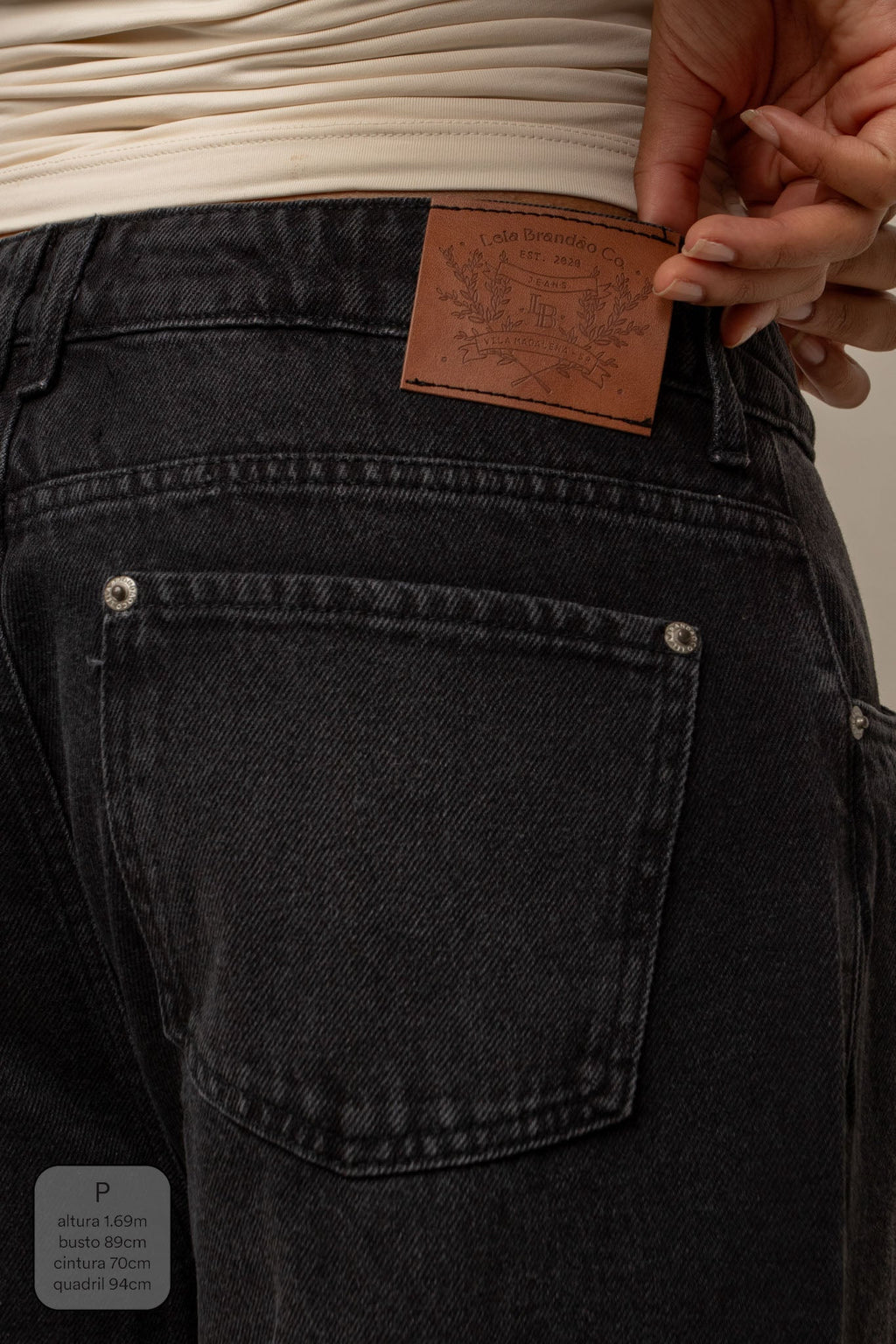 calça jeans ajustável wide midnight black