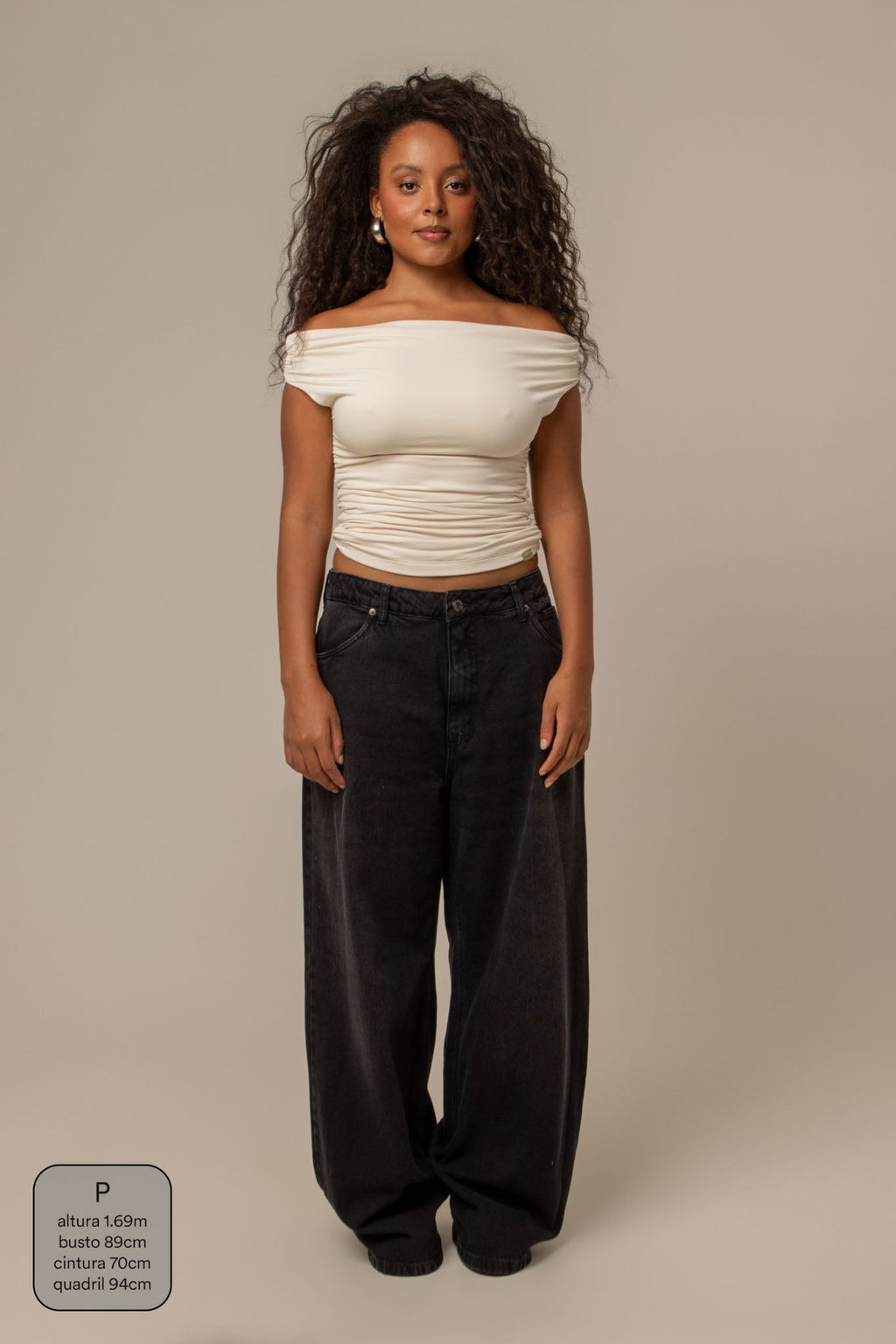 calça jeans ajustável wide midnight black