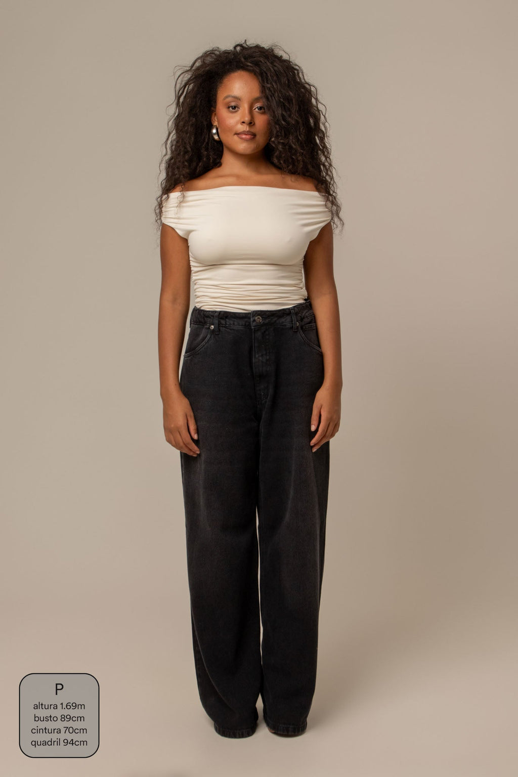 calça jeans ajustável wide midnight black