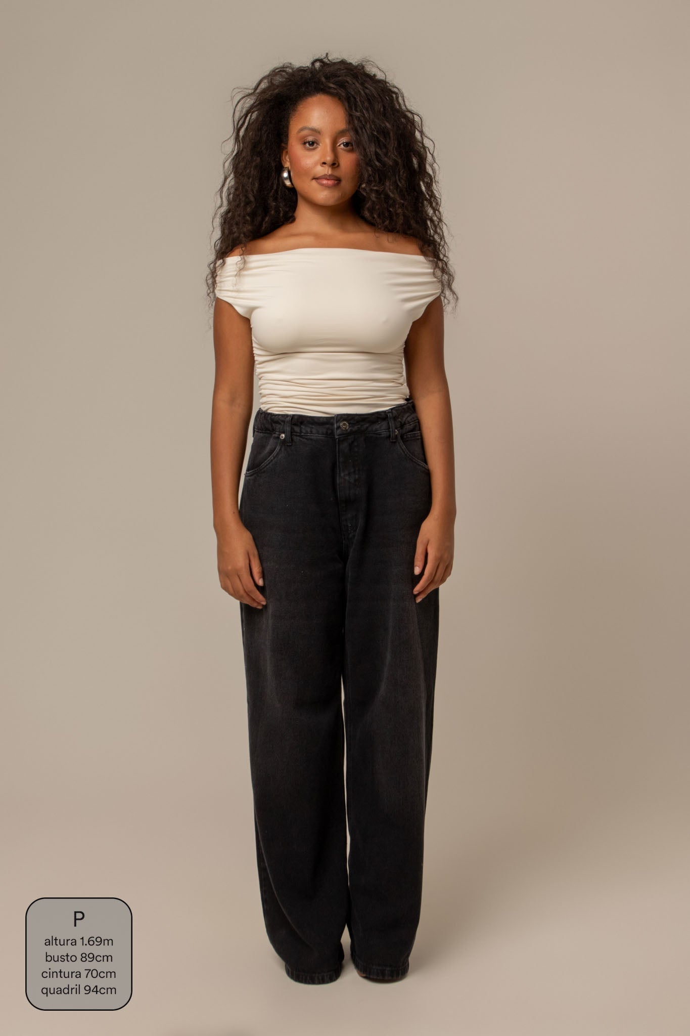 calça jeans ajustável wide midnight black