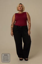 calça jeans ajustável mom midnight black