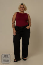 calça jeans ajustável mom midnight black