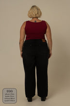 calça jeans ajustável mom midnight black