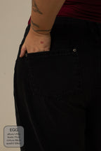 calça jeans ajustável mom midnight black