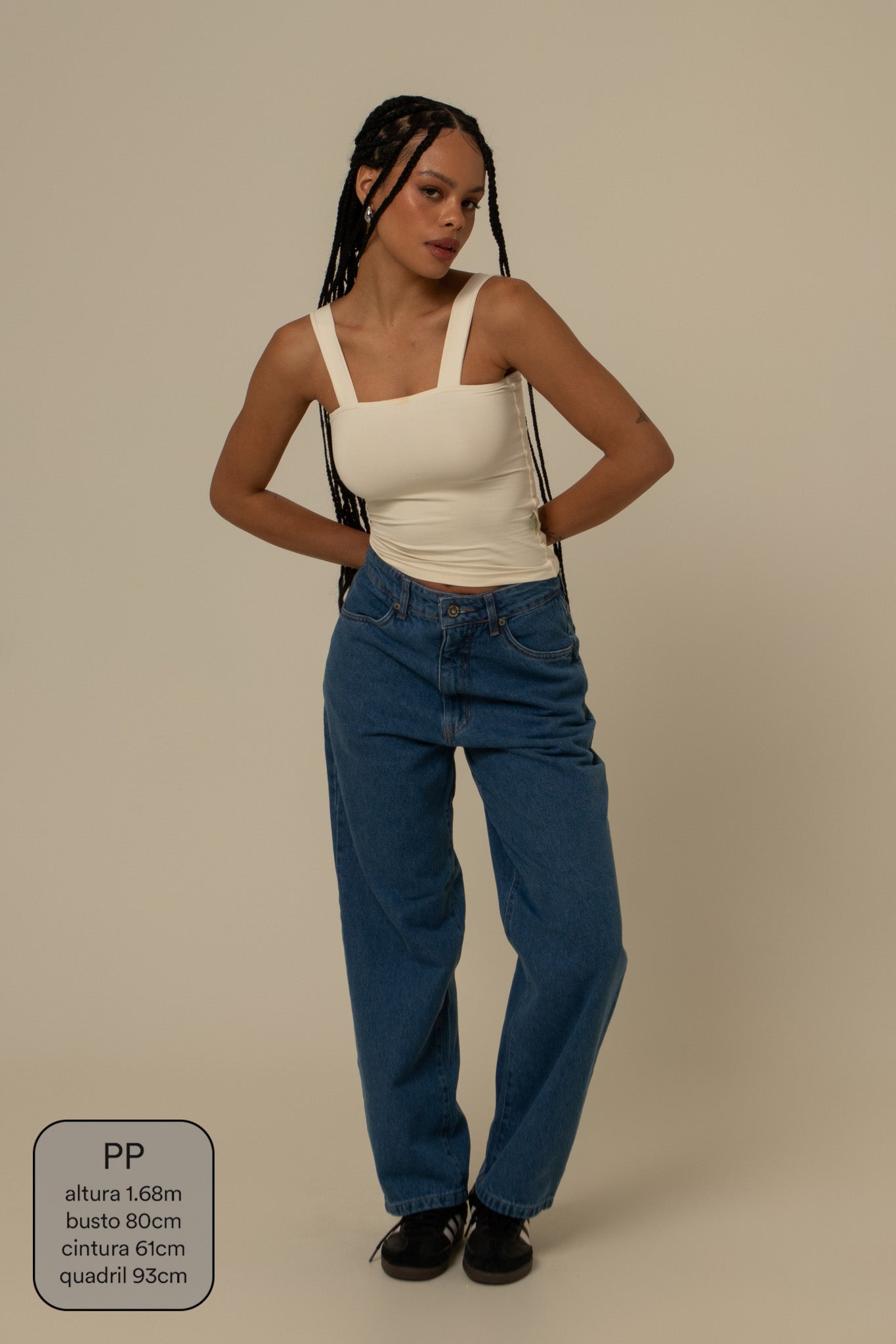 calça jeans ajustável mom denim blue