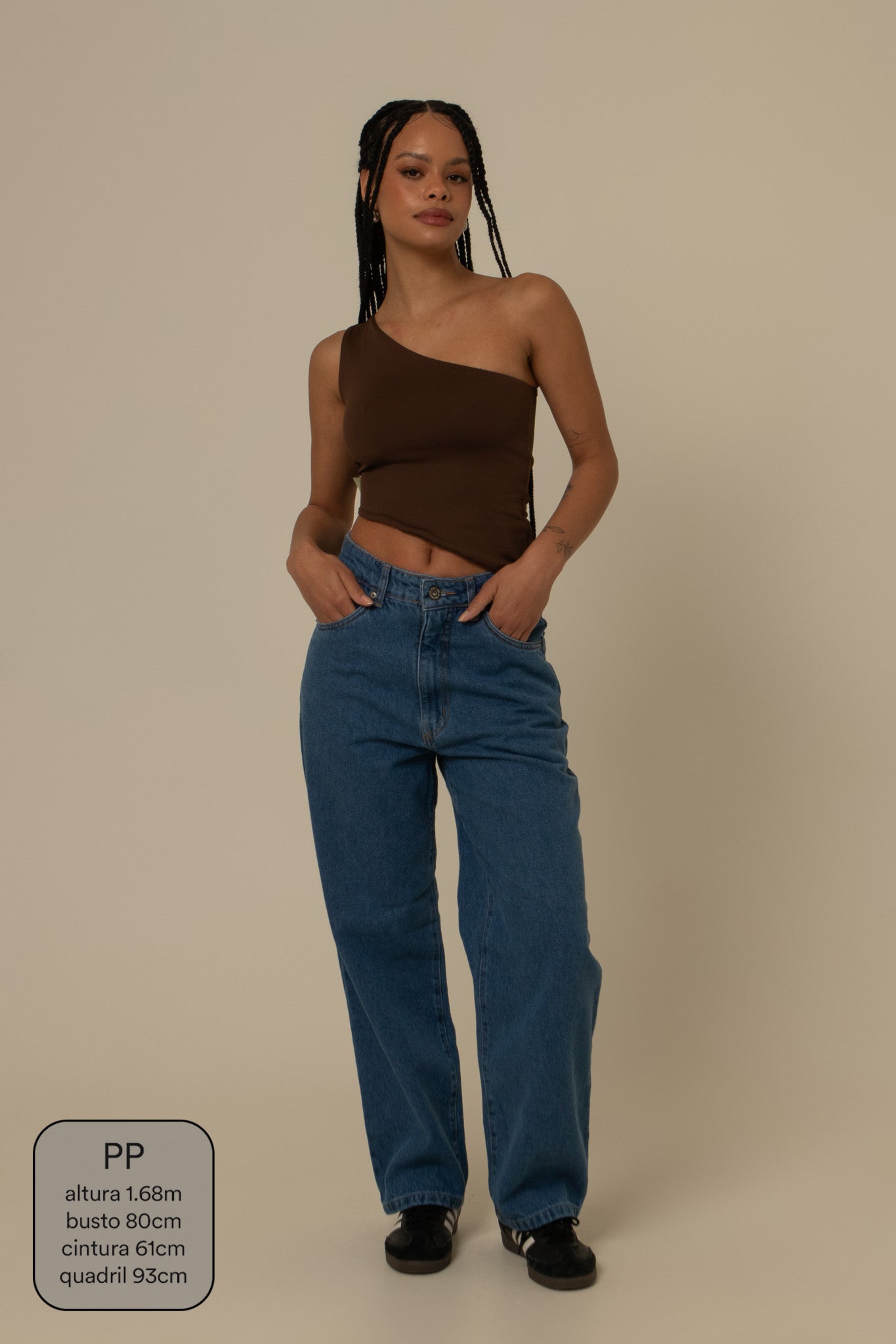 calça jeans ajustável mom denim blue