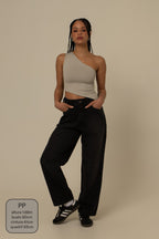 calça jeans ajustável mom midnight black