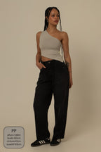 calça jeans ajustável mom midnight black