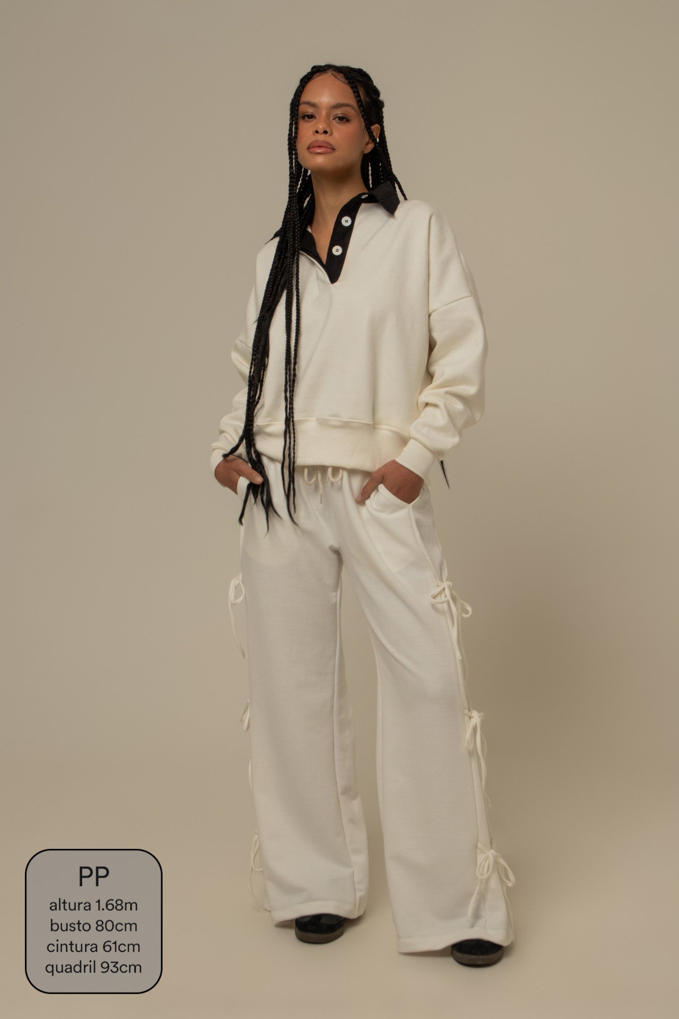 calça de moletom cozy wide lacinho