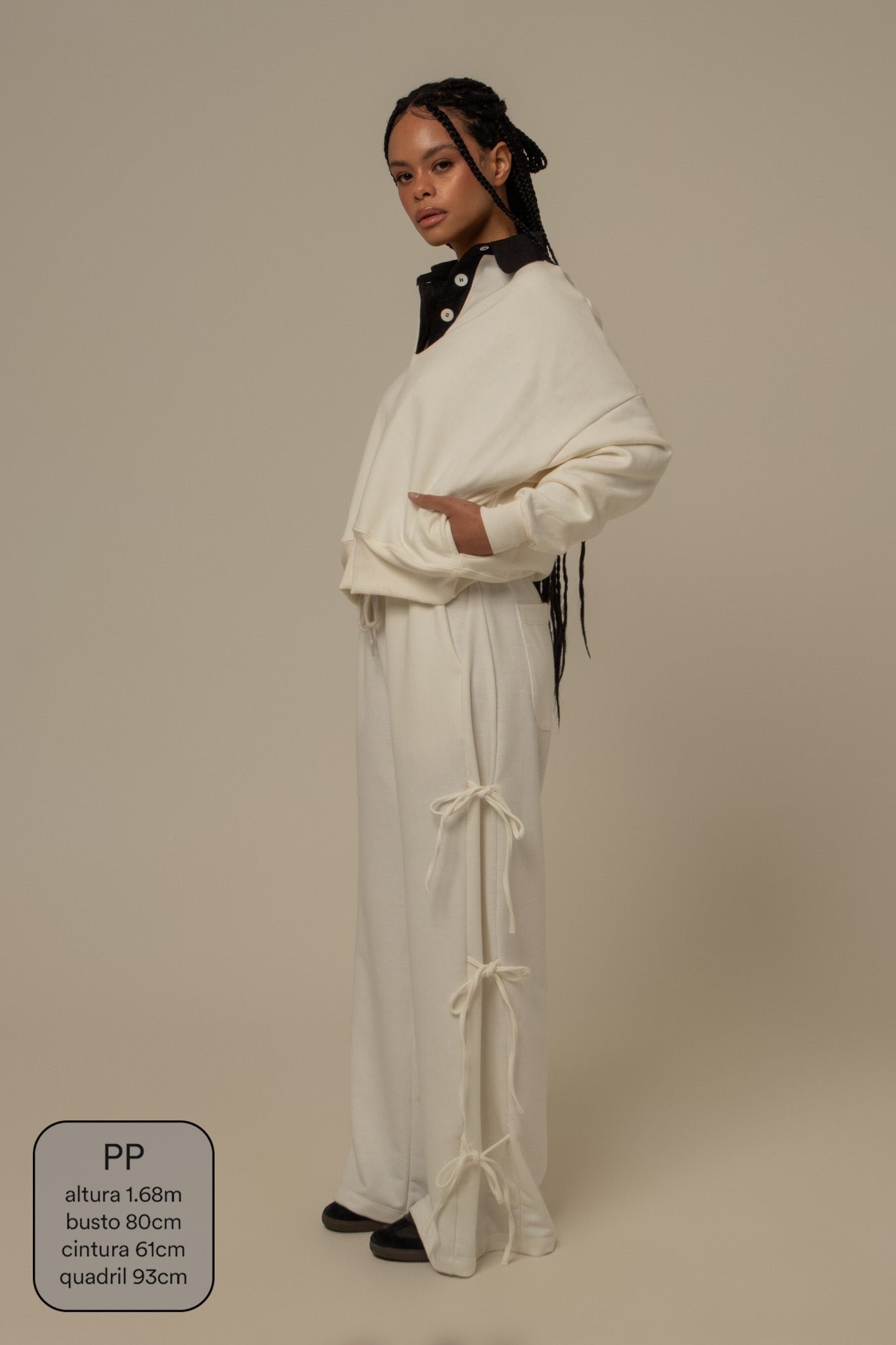 calça de moletom cozy wide lacinho