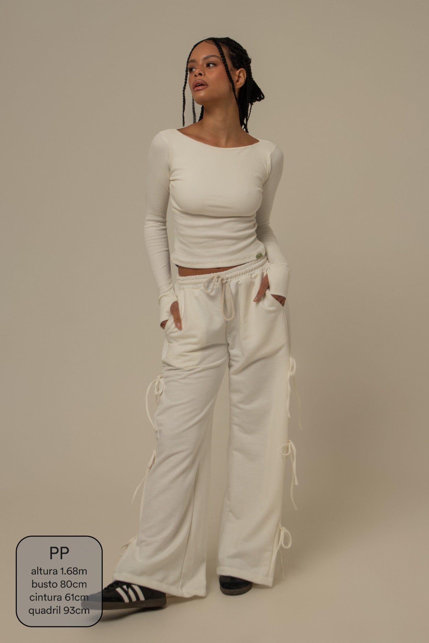 calça de moletom cozy wide lacinho