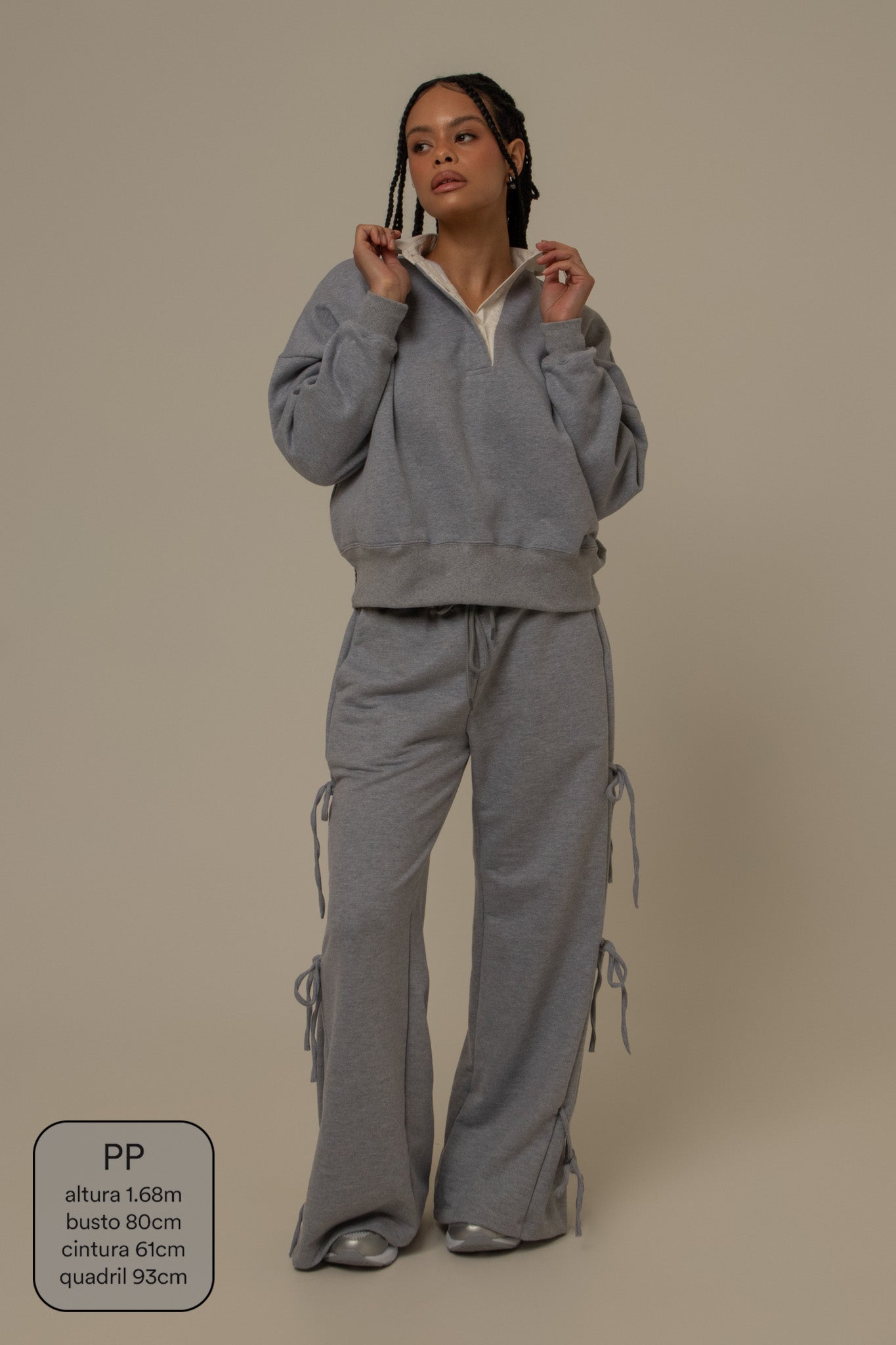 calça de moletom cozy wide lacinho