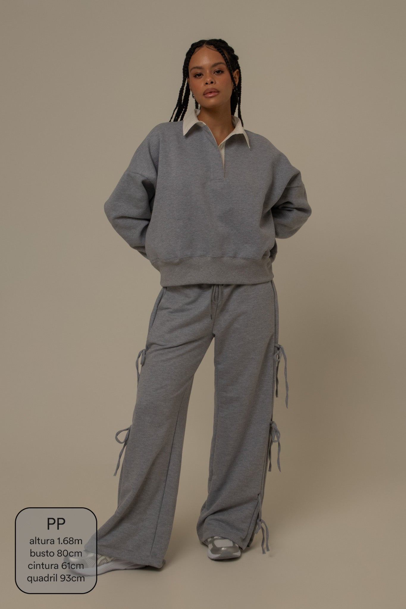 calça de moletom cozy wide lacinho