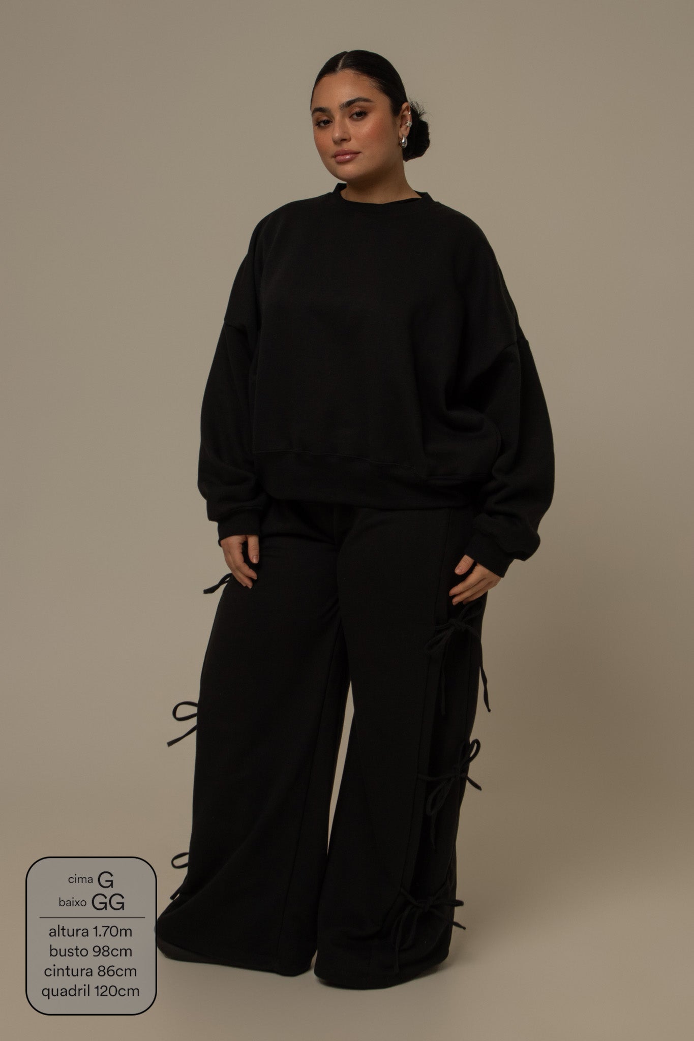 calça de moletom cozy wide lacinho