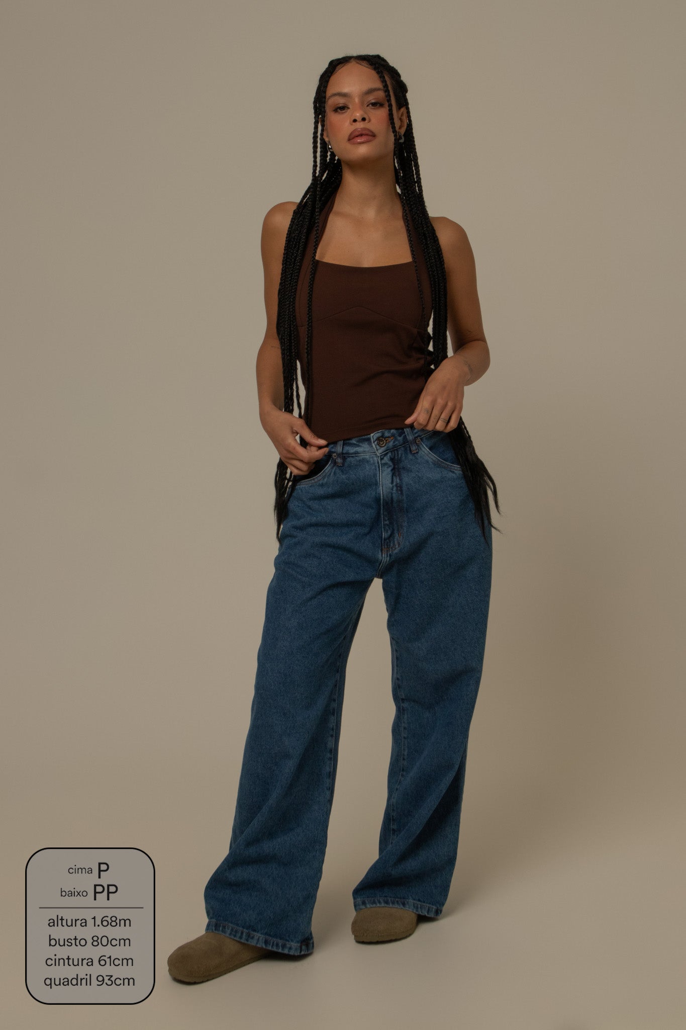 calça jeans ajustável wide denim blue