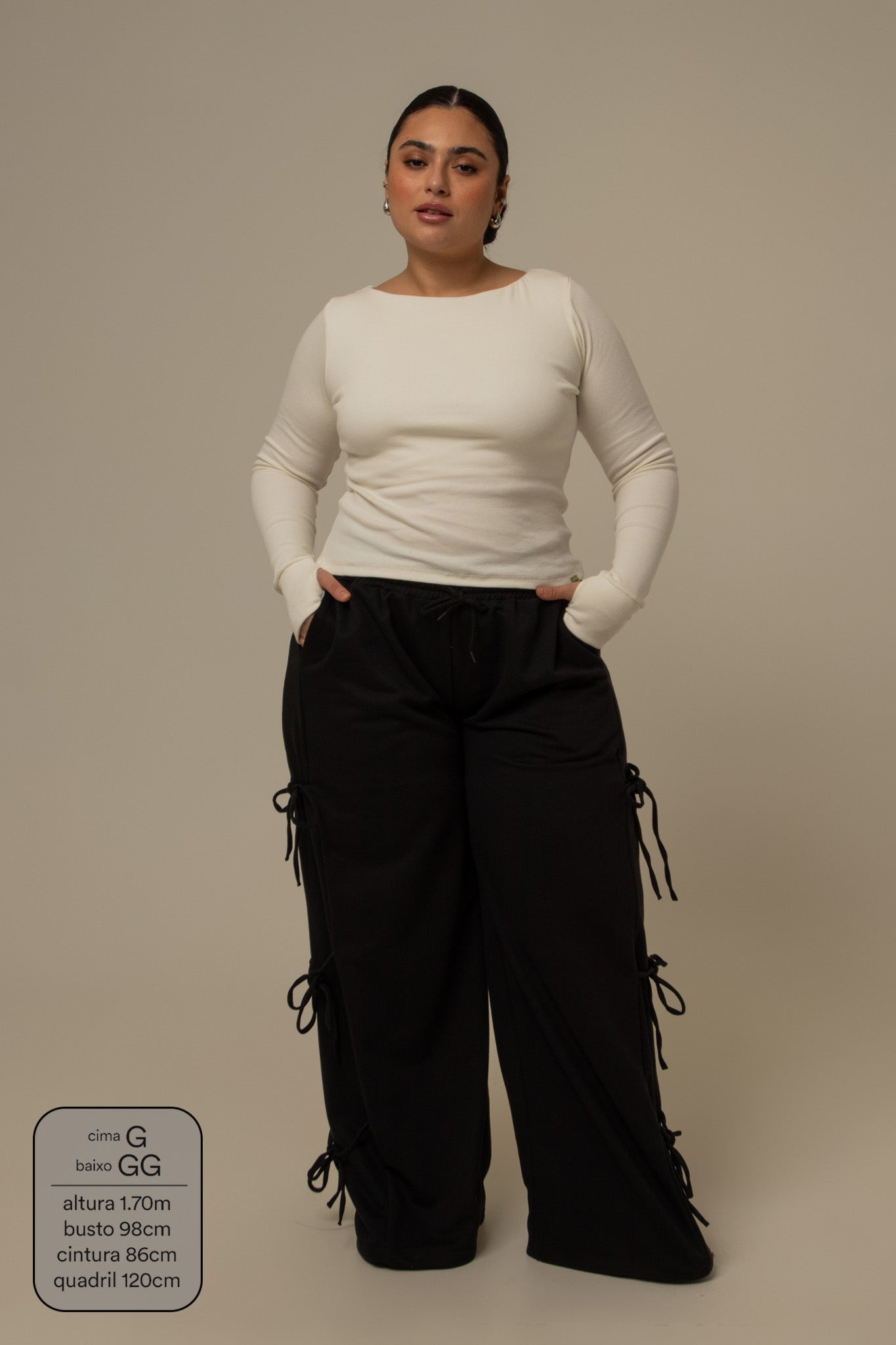 calça de moletom cozy wide lacinho