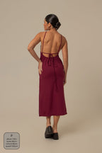 vestido comfy | vestido costas abertas com fenda lateral