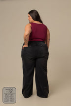 calça jeans ajustável wide midnight black