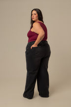 calça jeans ajustável wide midnight black