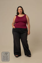 calça jeans ajustável wide midnight black