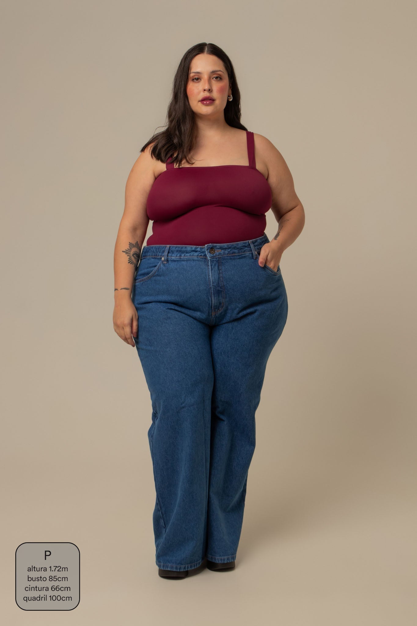 calça jeans ajustável wide denim blue