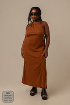 vestido comfy | vestido costas abertas com fenda lateral