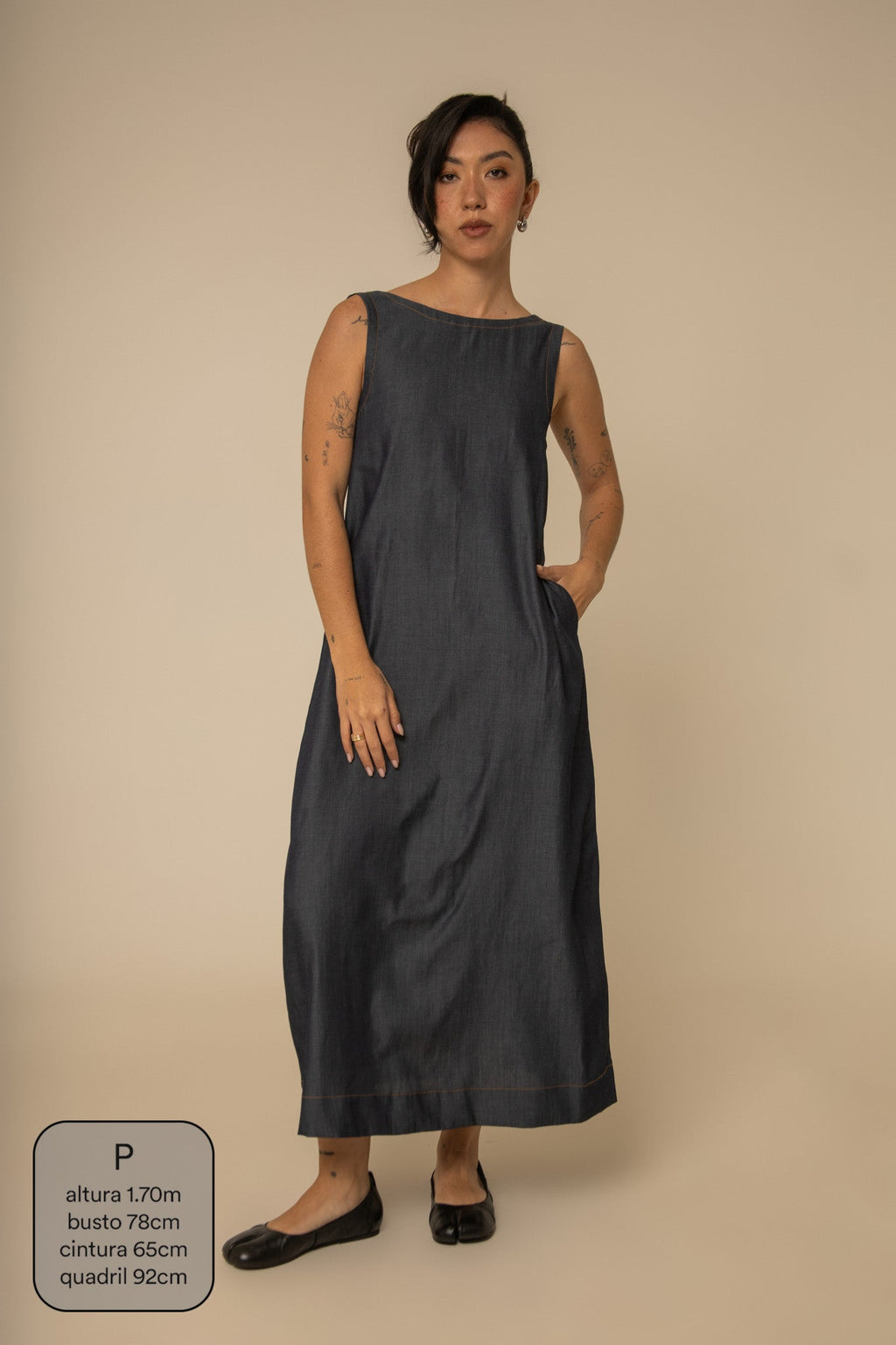 vestido sossego longo jeans