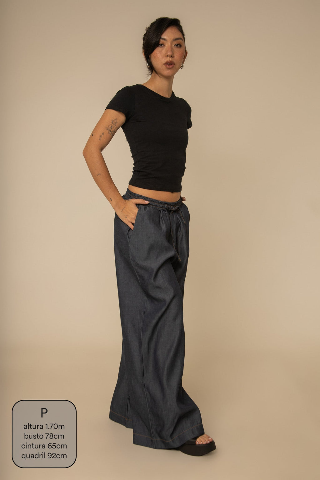 calça jeans levinha wide indigo blue