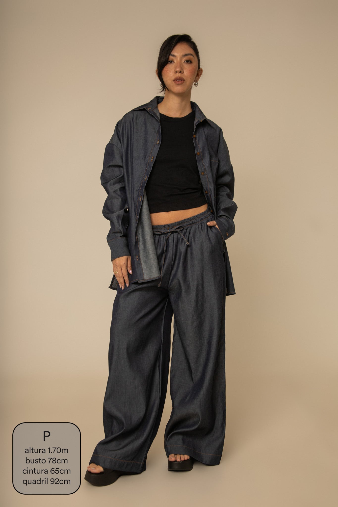 calça jeans levinha wide indigo blue