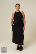 vestido comfy | vestido costas abertas com fenda lateral