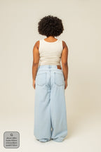 calça jeans ajustável wide light blue