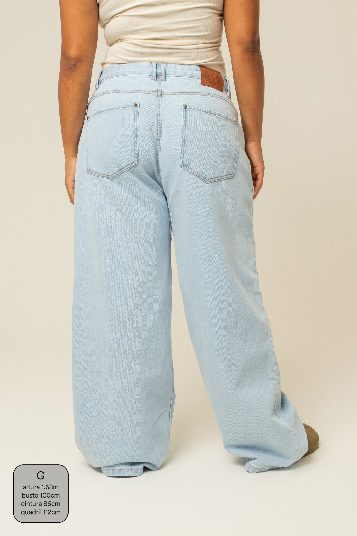 calça jeans ajustável wide light blue