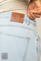 calça jeans ajustável wide light blue