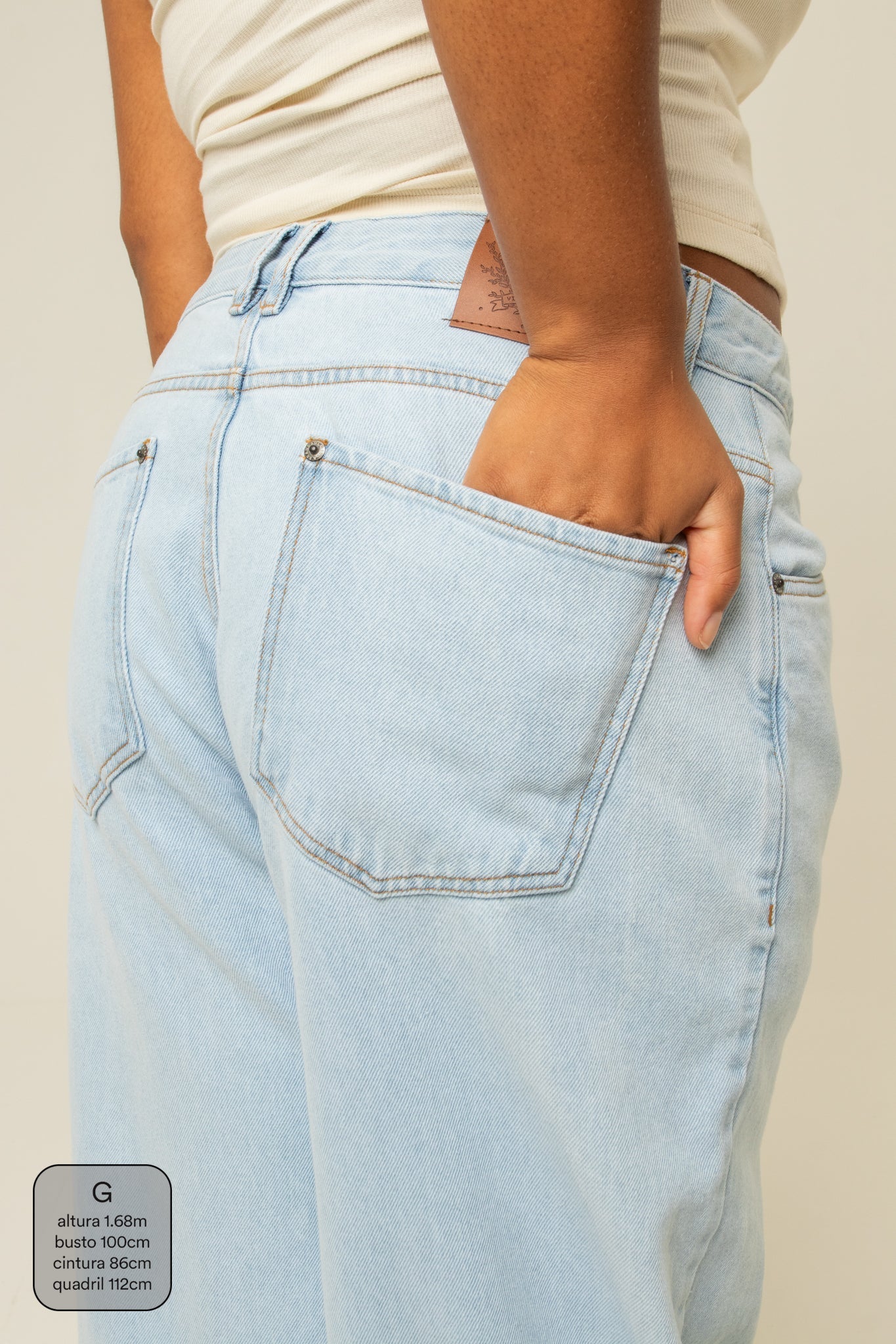 calça jeans ajustável wide light blue