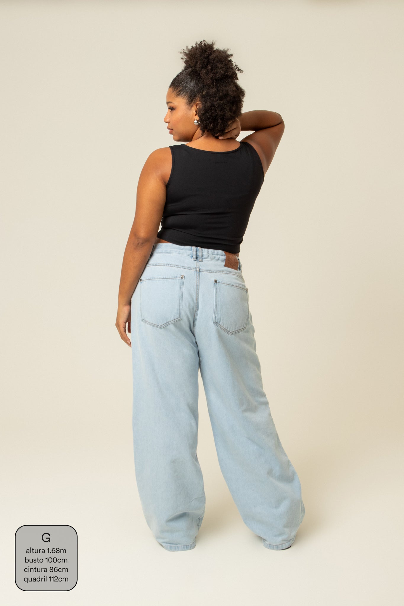 calça jeans ajustável wide light blue