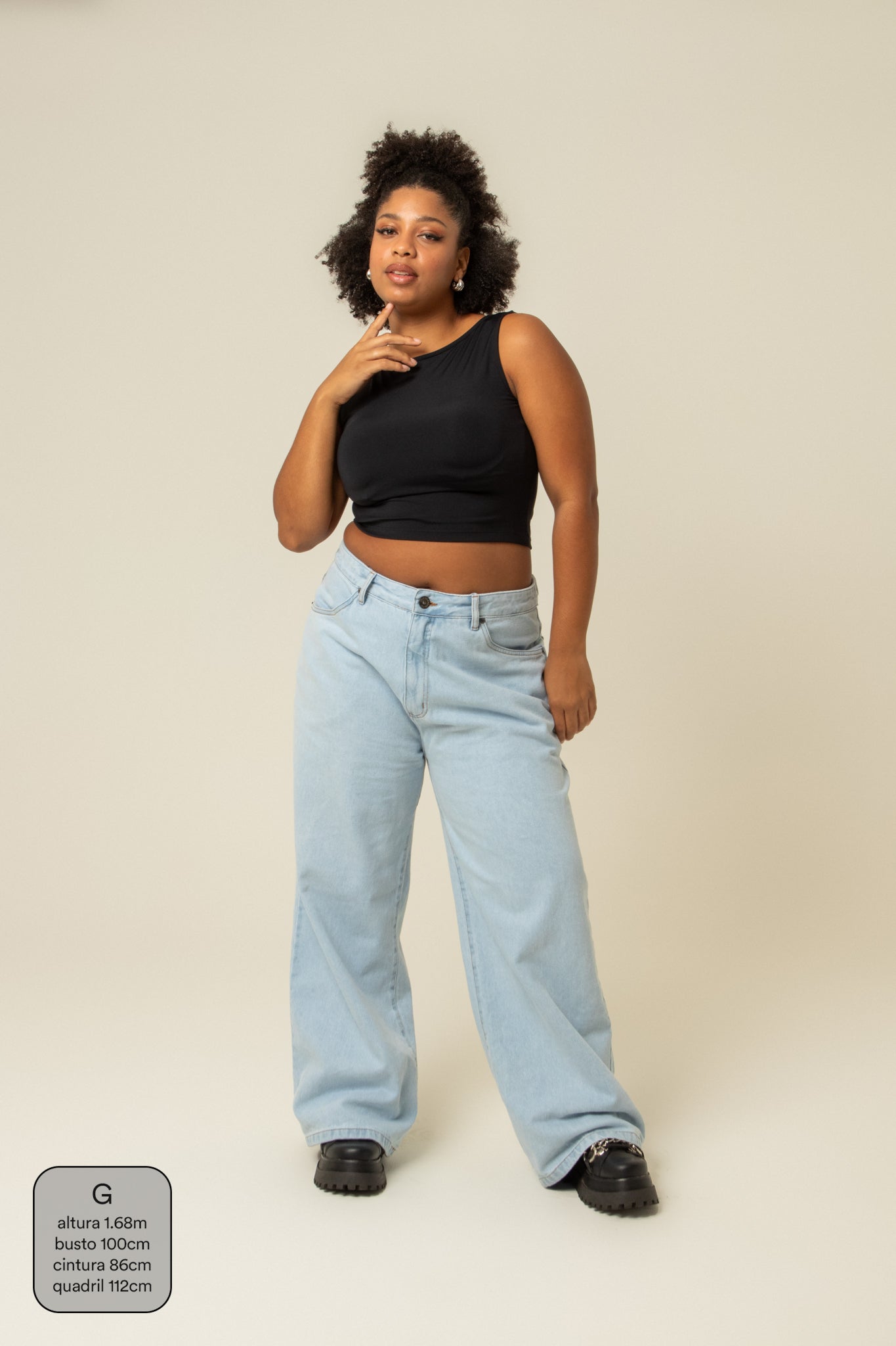 calça jeans ajustável wide light blue