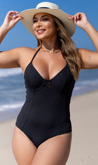 Maiô Modelador Meia Taça Strappy com Bojo Removível Preto