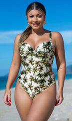 Maiô Modelador Meia Taça com Bojo e Fio Duplo Coqueiro